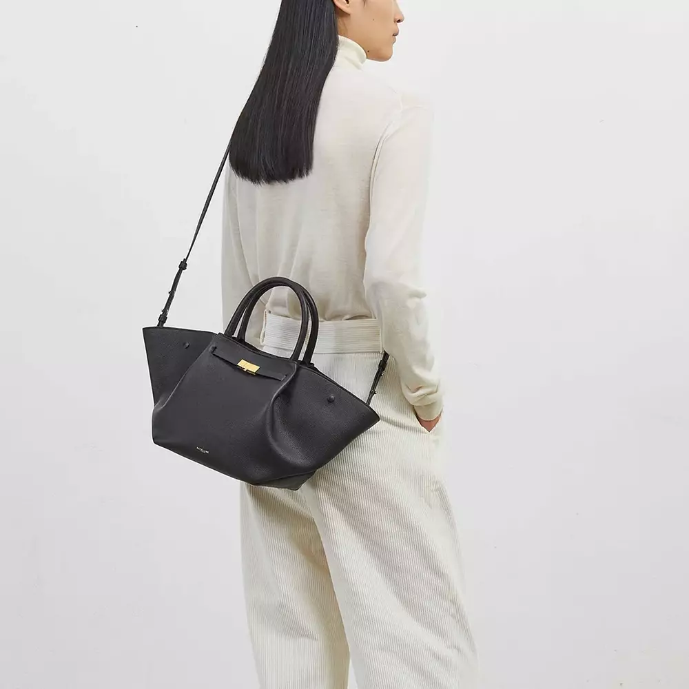 The Midi New York Tote Bag Black Grained
