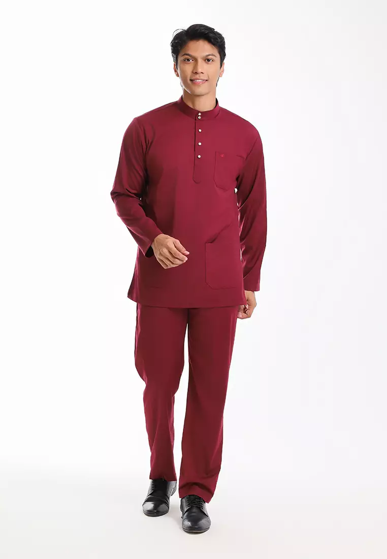 Forest x Hatta Dolmat Baju Melayu Cekak Musang Dewasa - BM24104-56Maroon