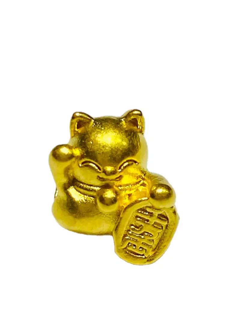 [SPECIAL] LITZ 999 (24K) Gold Lucky Cat With Bracelet 招财猫手链 EPC0157S-B-B (0.26g+/-)