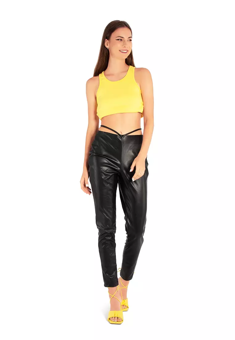 Cut out leather sale pants