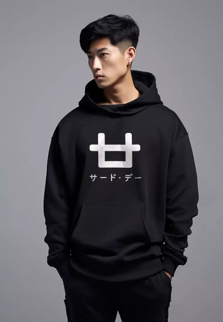 MTD95F Hoodies Premium ScubaLux Anti Kusut Waterproof "Logoicon" Hitam