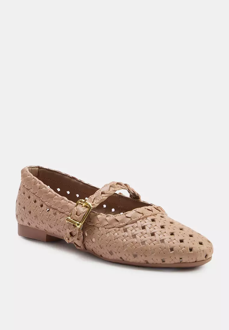 Weaved Mary Jane Flats