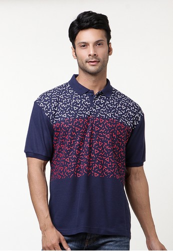 Polo Shirt Two Colour Geometric Print
