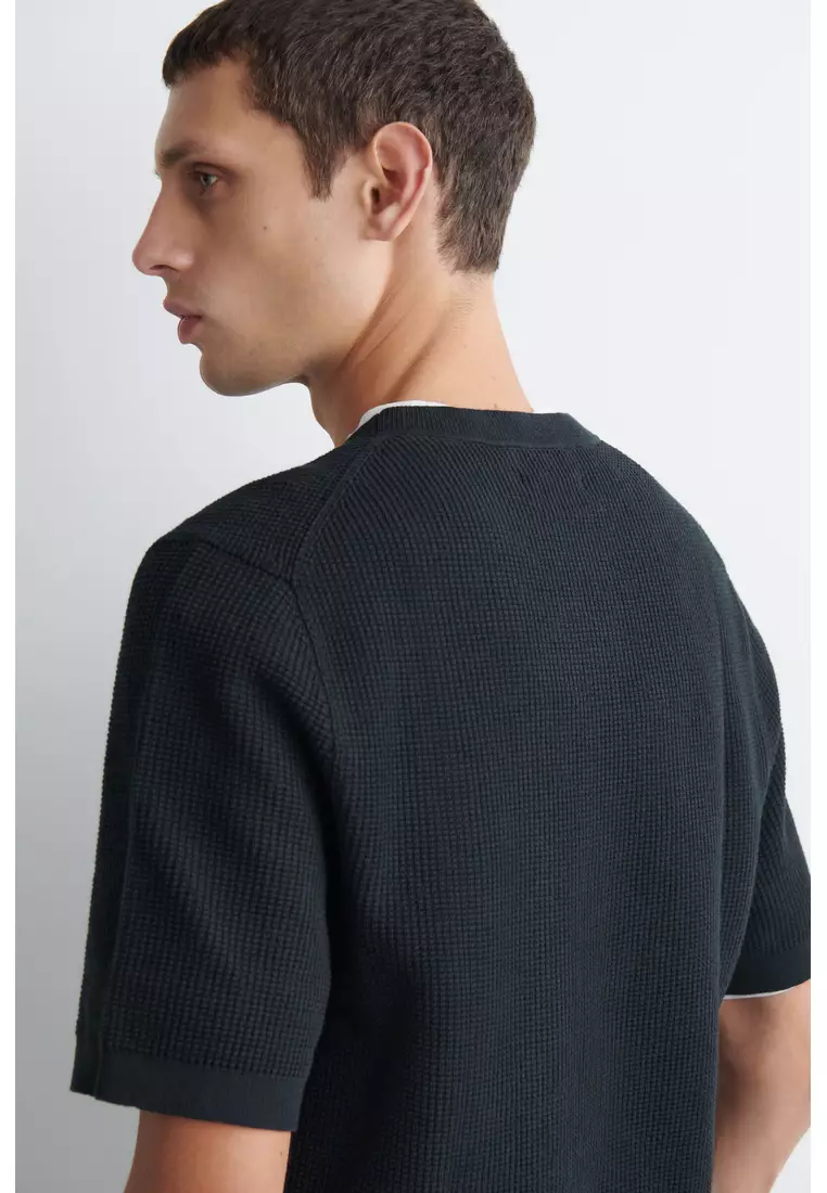 WAFFLE-KNIT COTTON T-SHIRT
