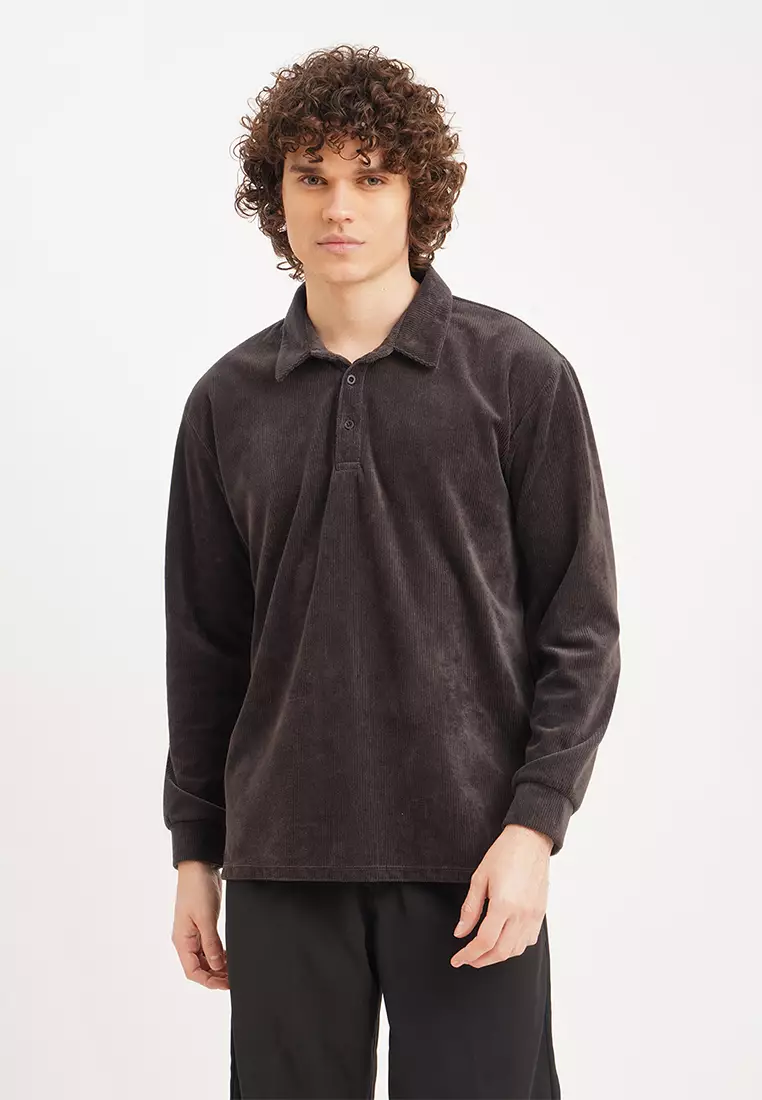 Dress Code Textured Knit Long Sleeves Polo