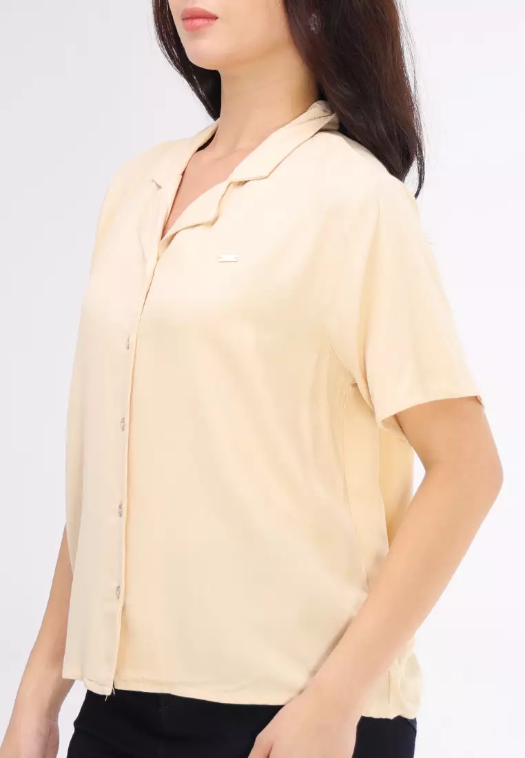 Short Slvs.Notch Collar Blouse
