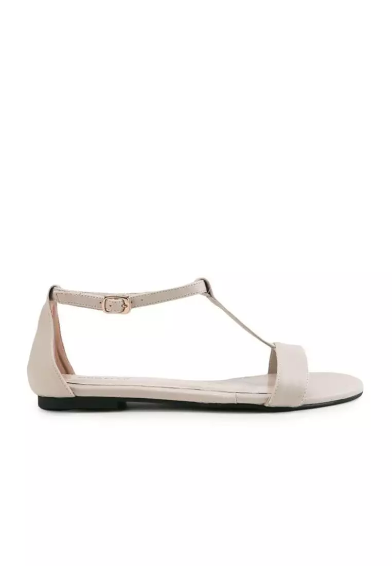 Mamiya Sandal wanita Flat Slip On - Cream Nappa
