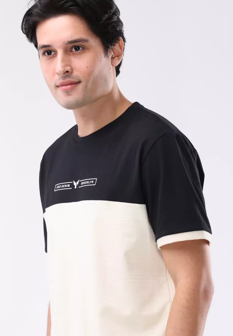 Round Neck Streaky Short Sleeves