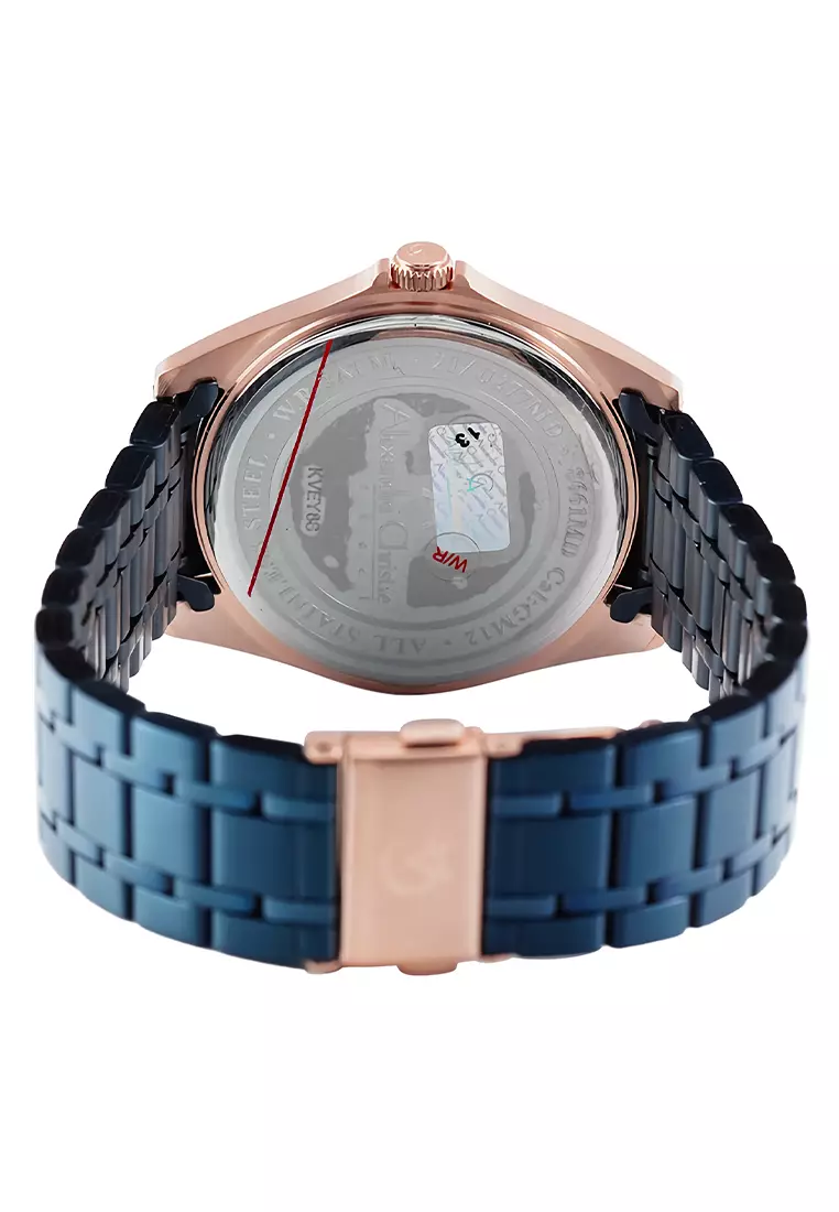 Alexandre Christie - Jam Tangan Pria - Rosegold - Blue Stainless Steel Bracelet - 8661 MDBURBU