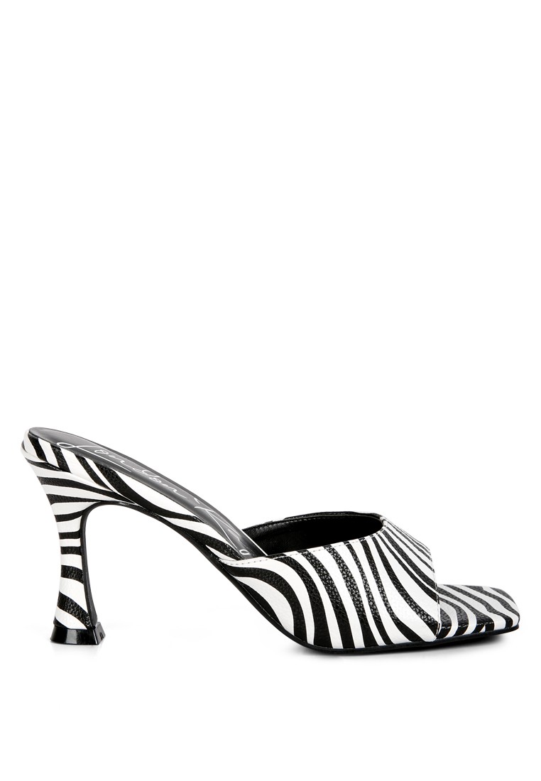 Zebra Print Mid Heel Sandals