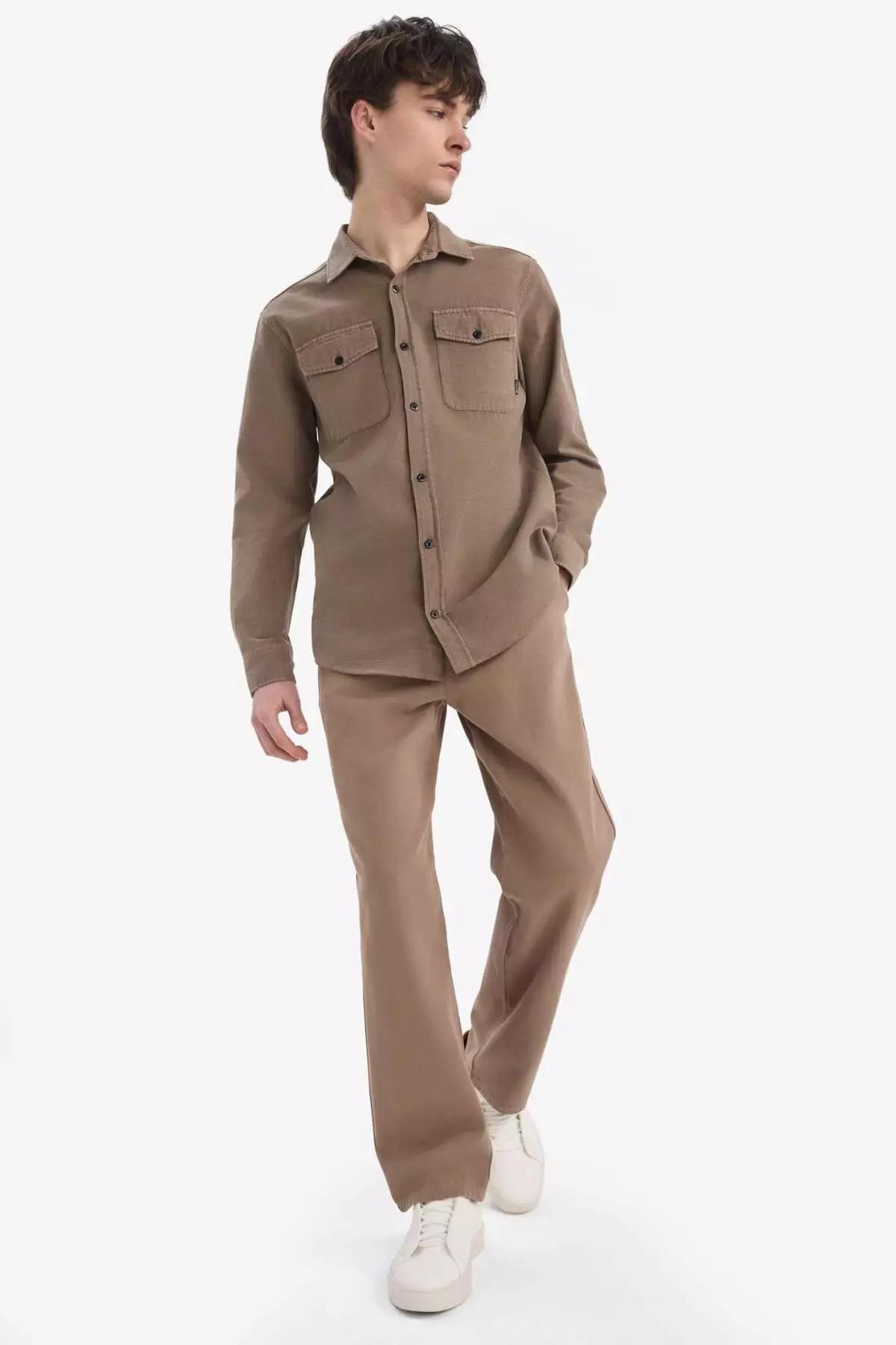 100% Cotton Loose Relaxed Fit Wide Leg Wide Leg Summer Linen Look Trousers D7285Ax25Sp