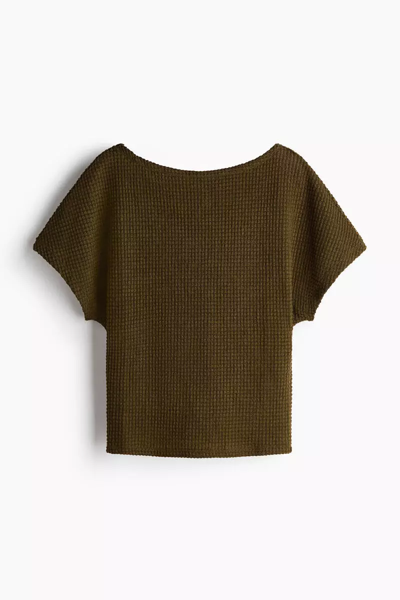 Batwing-sleeved jersey top