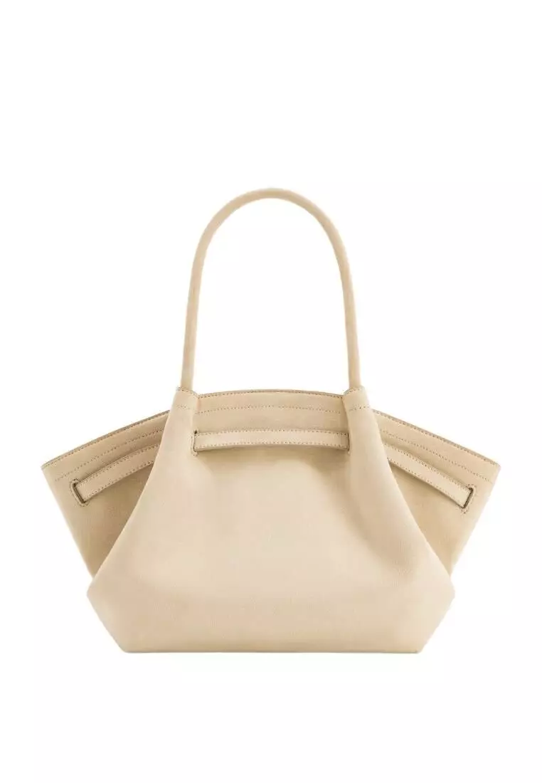 Hana Medium Faux Suede Tote Bag - Off White