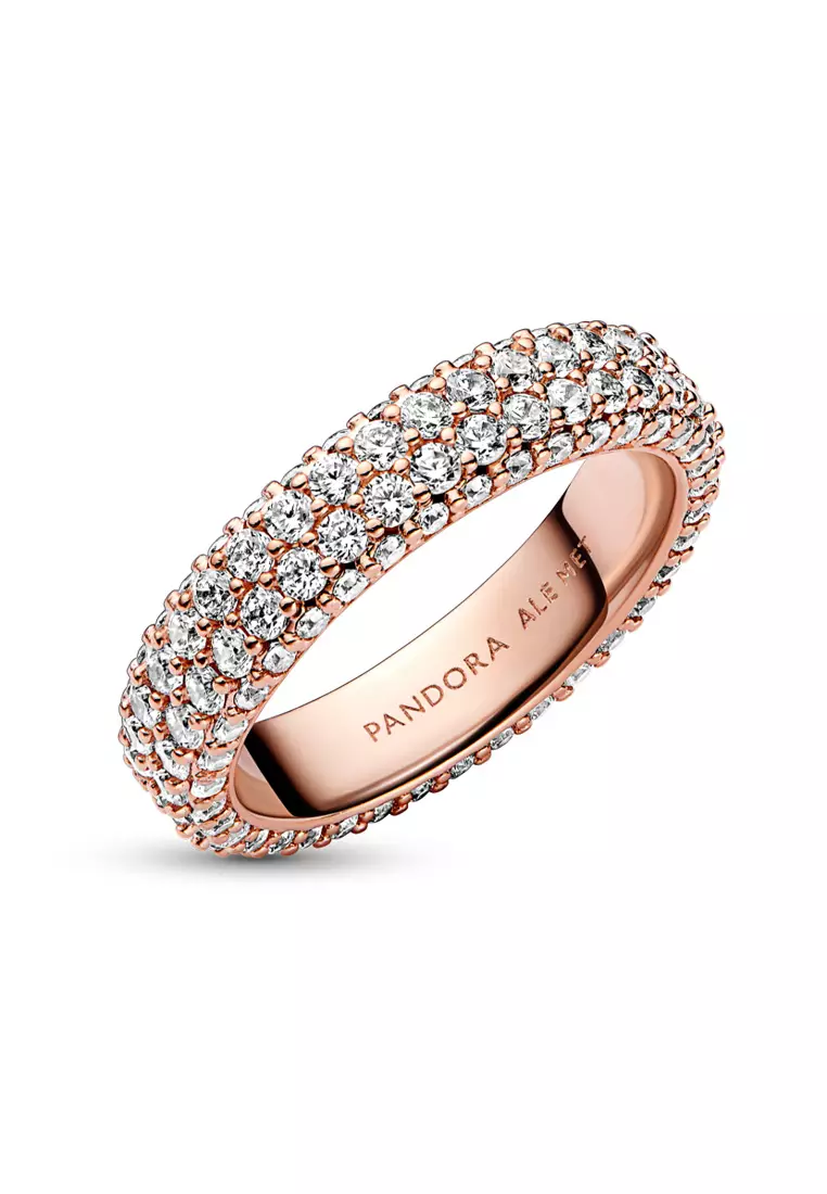 Buy PANDORA Pandora 14k Rose Gold Plated Timeless Pavé Double-row Ring ...