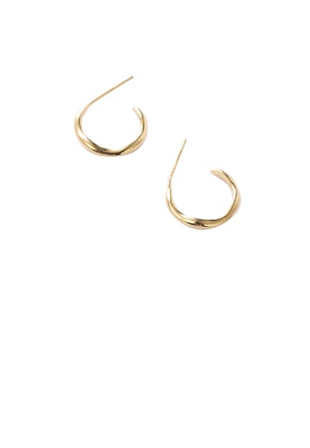 Glamorousky silver 925 Sterling Silver Plated Gold Fashion Simple Twist C-Shape Geometric Stud Earrings E10C8AC495638DGS_1