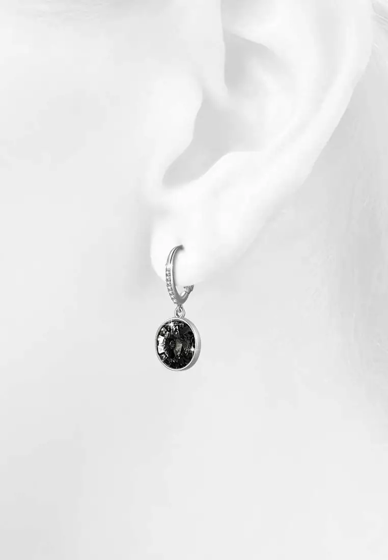 Precious Drop Earrings Silver Night Embellished with SWAROVSKI® crystals-White Gold/Silver Night