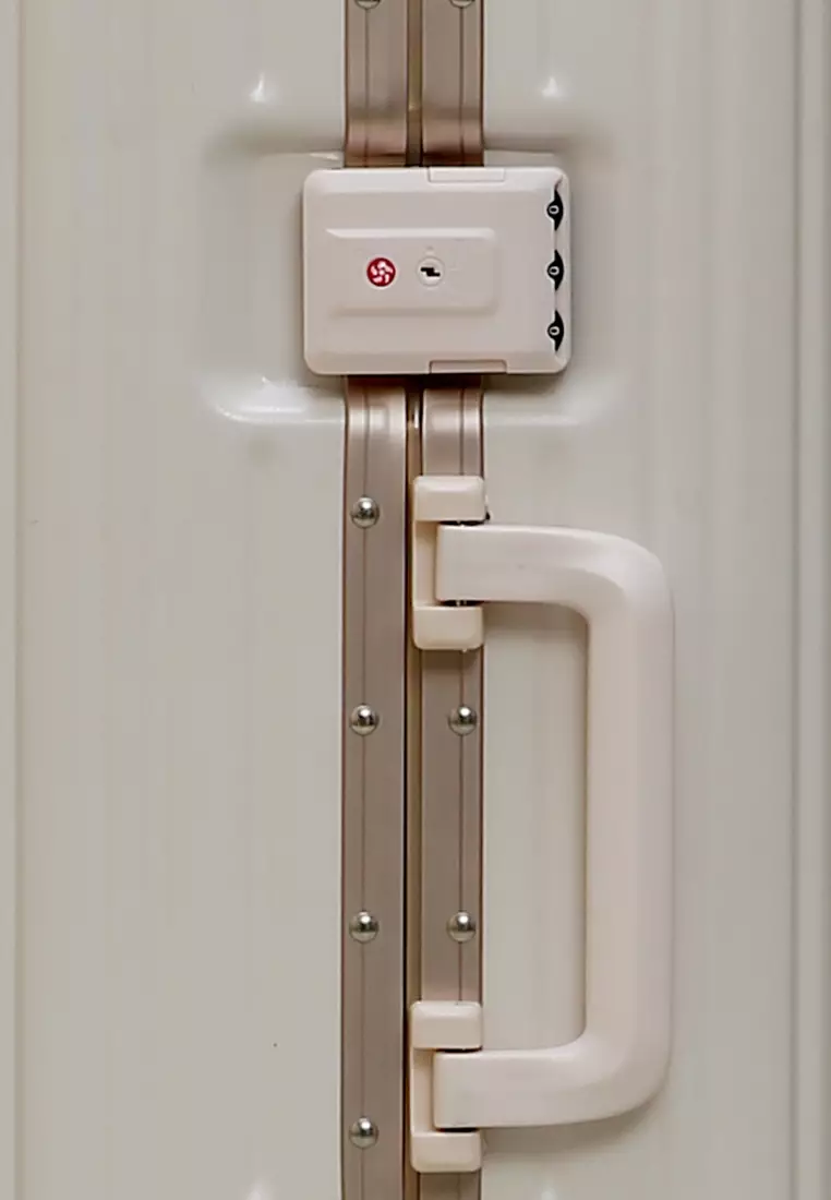 Carlton Koper Frame Aluminium Unisex Size 20 Inch Travel Bag Large Compartment TSA Lock Material Polycarbonate ORIGINAL - White