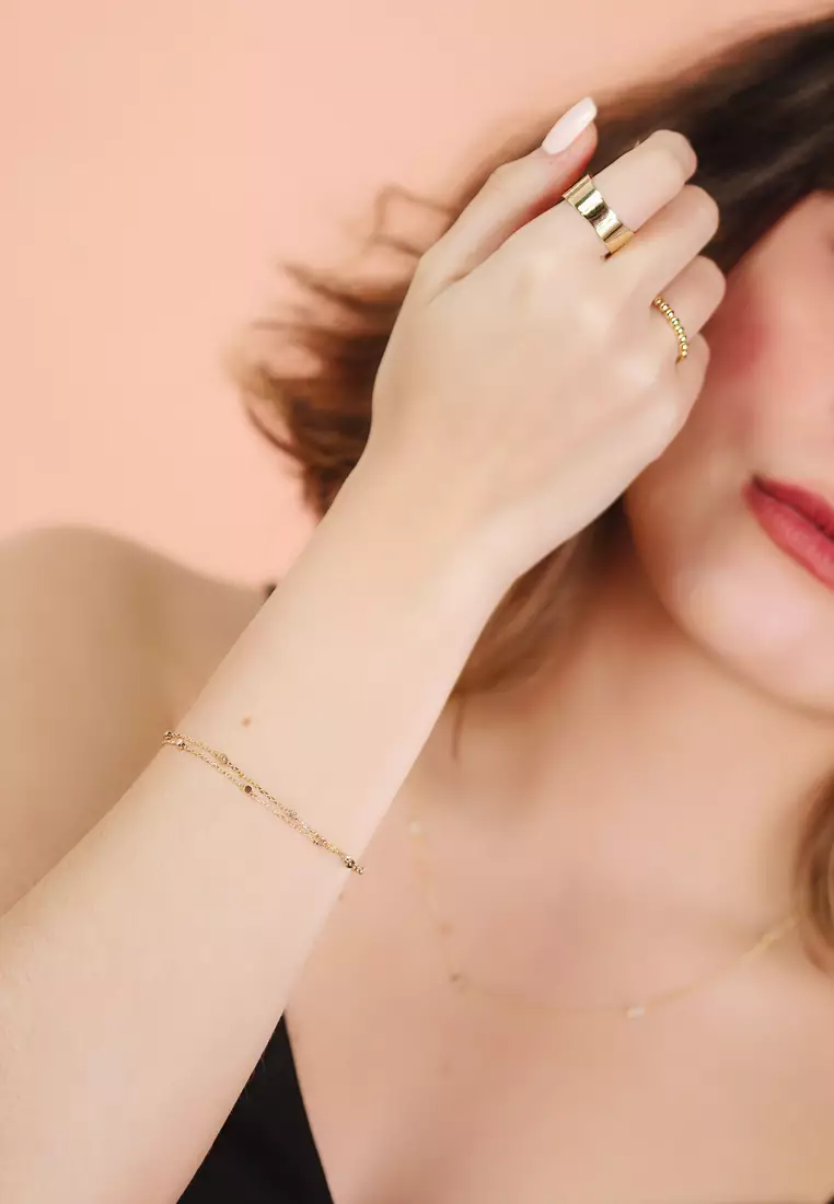  Layered Sphere Chain Bracelet 14k Gold
