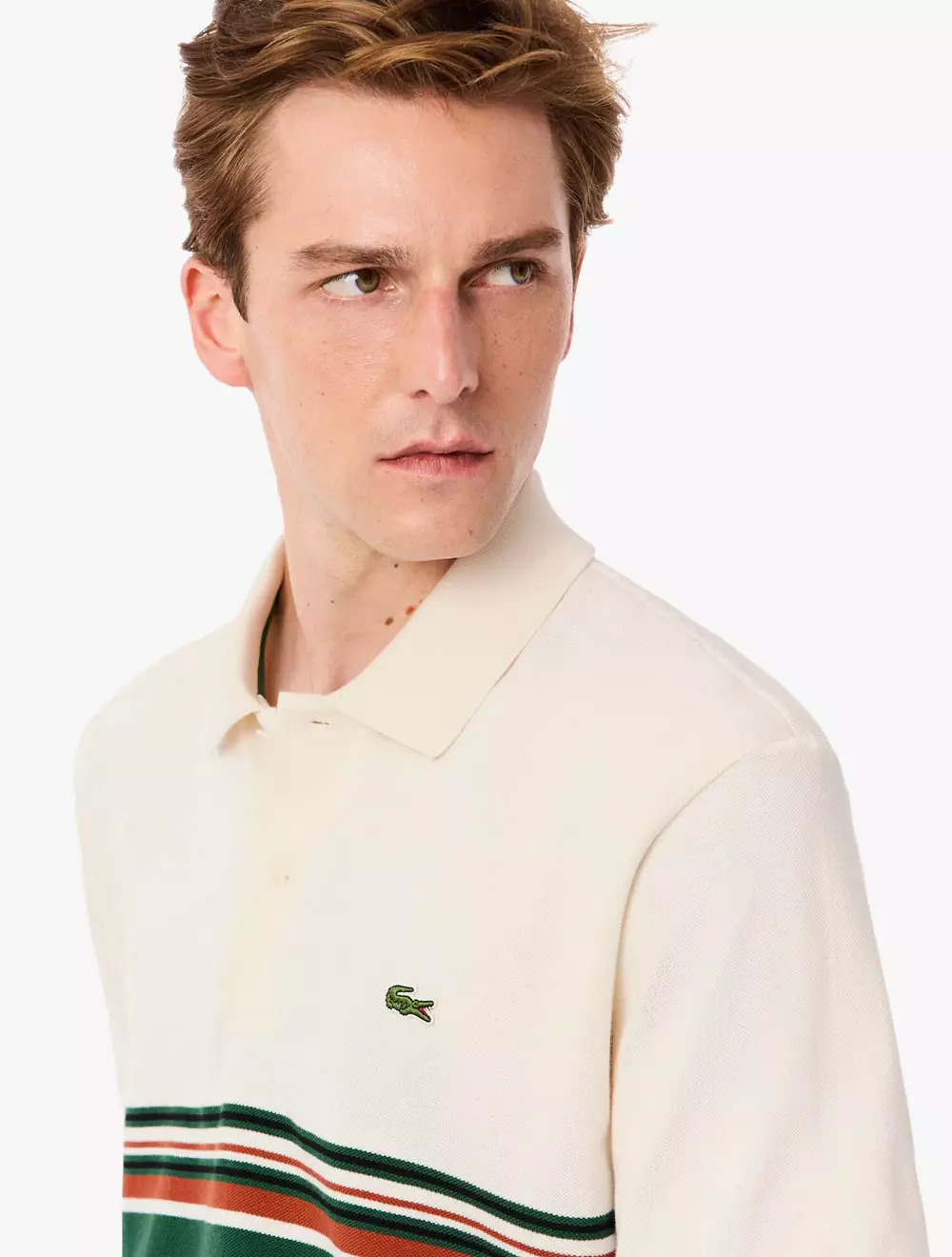 French Made Classic Fit Striped Polo Shirt - White