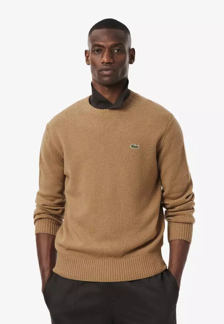 Carded Wool Crew Neck Sweater
