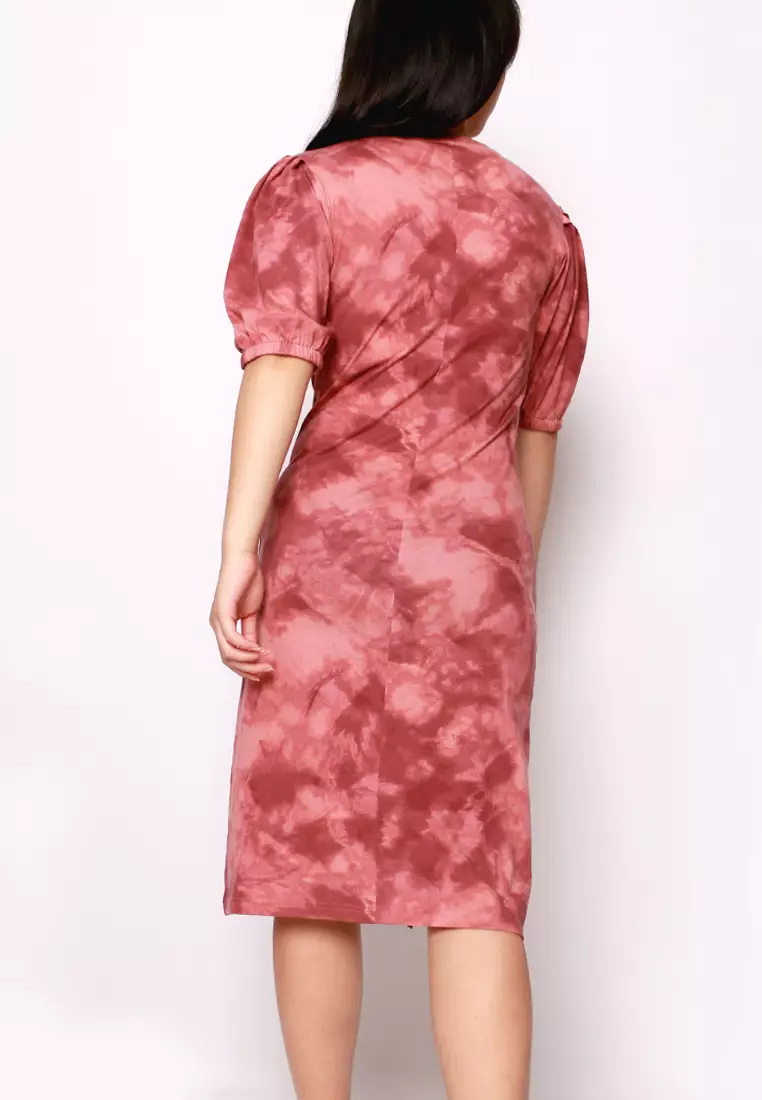 Waist Wrinkled Midi Dress