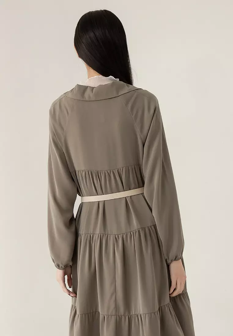 V-Neck Puff Sleeve Maxi Dress [DA9957]