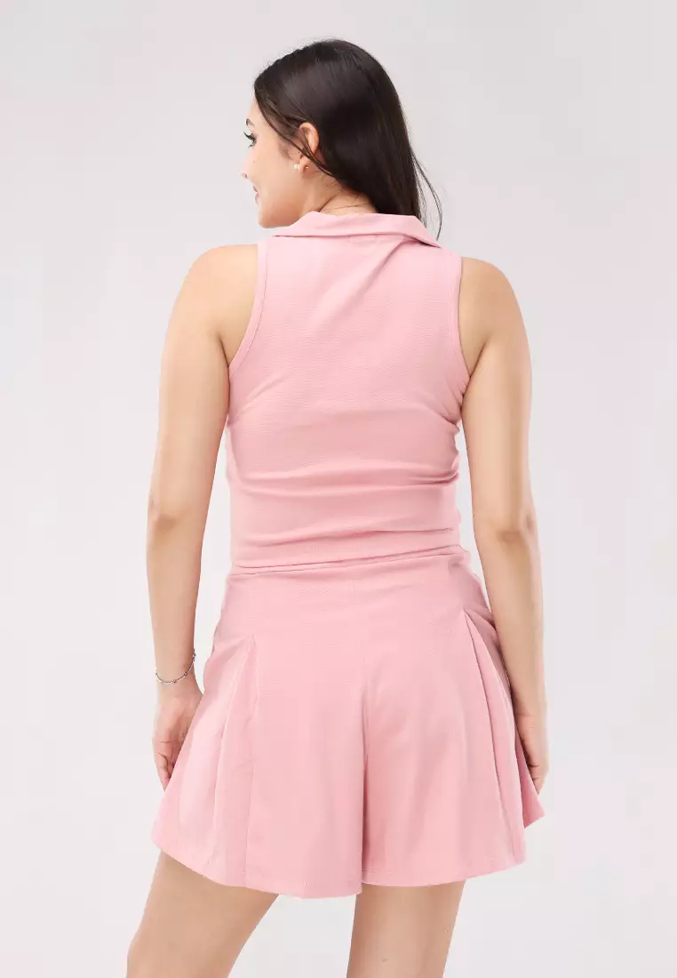 Cotton Spanrib Knits Sleeveless Terno Skort