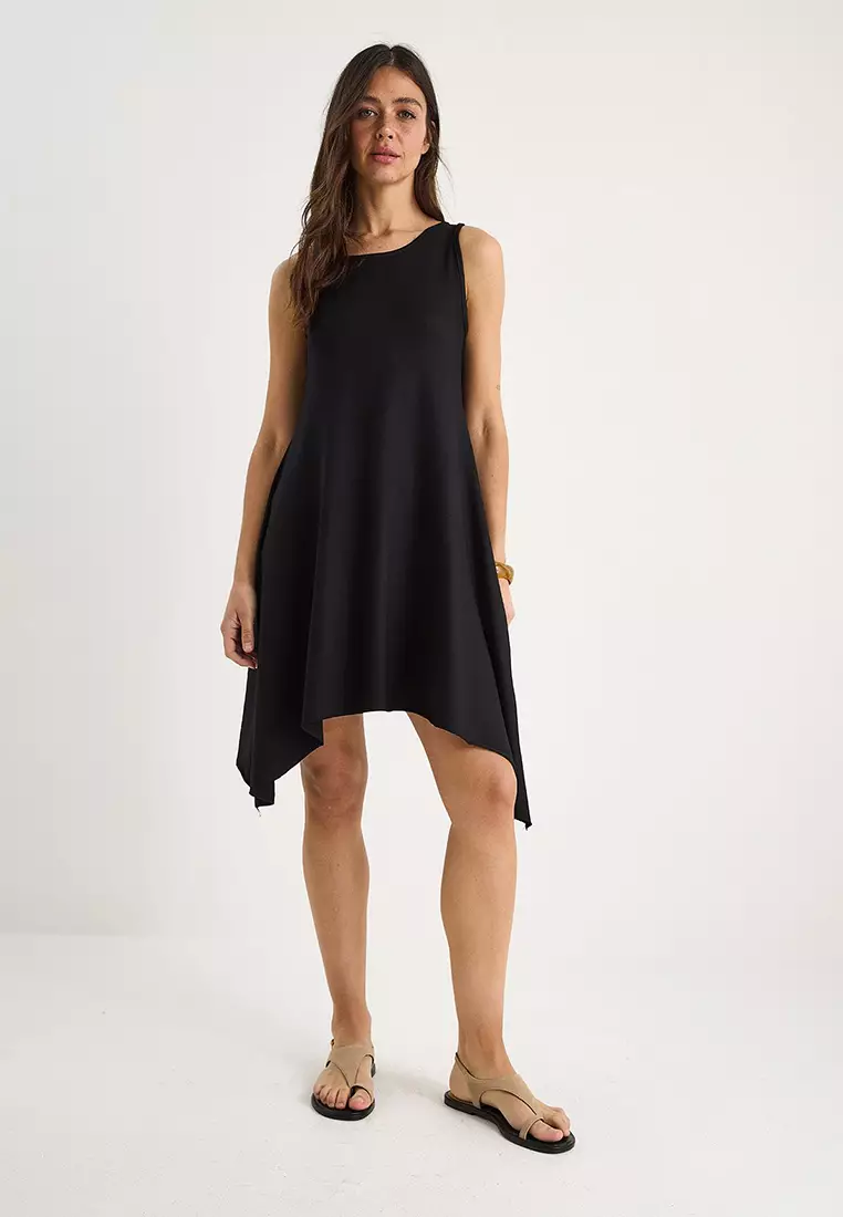 Women's Asymmetrical Cut Thick Strap Comfortable Summer Modal Dress 4034 60284053