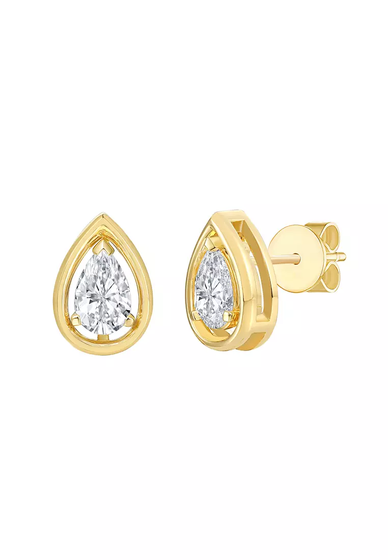 Gold diamond square on sale earrings