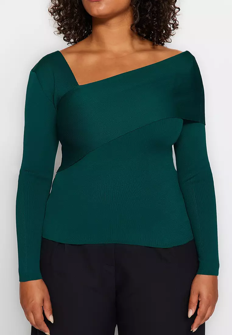 Plus Size Asymmetrical Knitwear Sweater