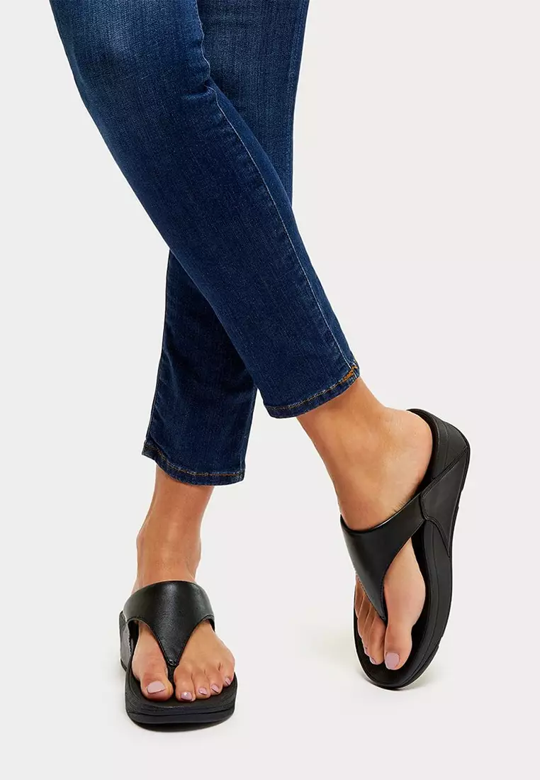 LULU Women's Leather Toepost Sandals - Black (I88-001)