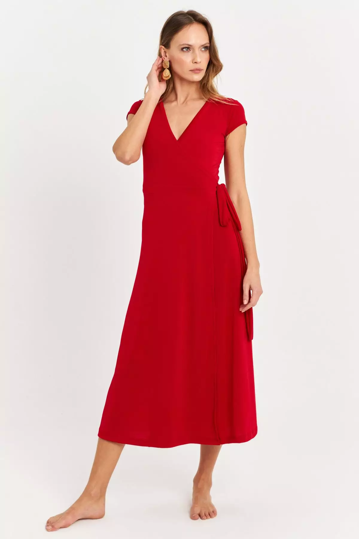 Side Tie Midi Dress