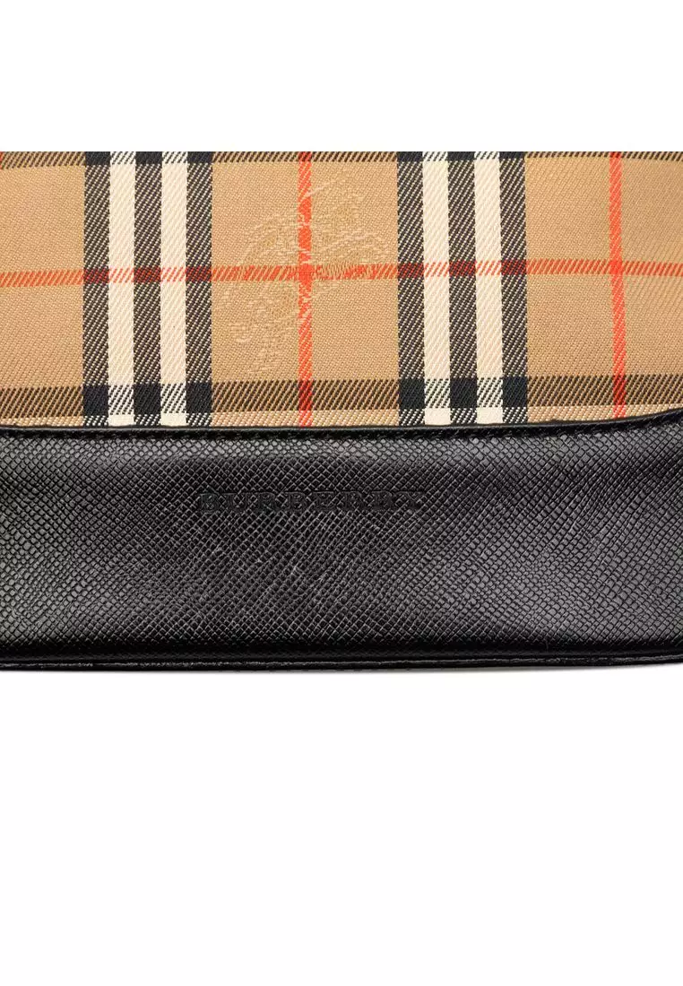 Pre-Loved Burberry Haymarket Check Canvas Handbag