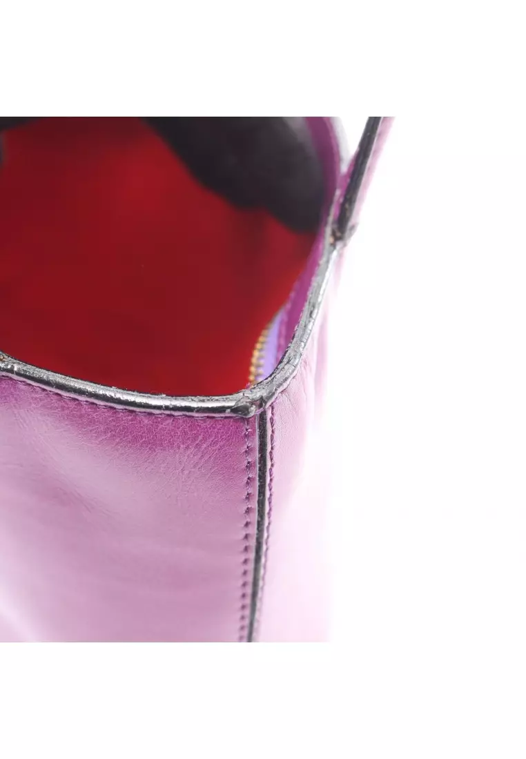 Pre-Loved Celine mini tote Handbag leather purple