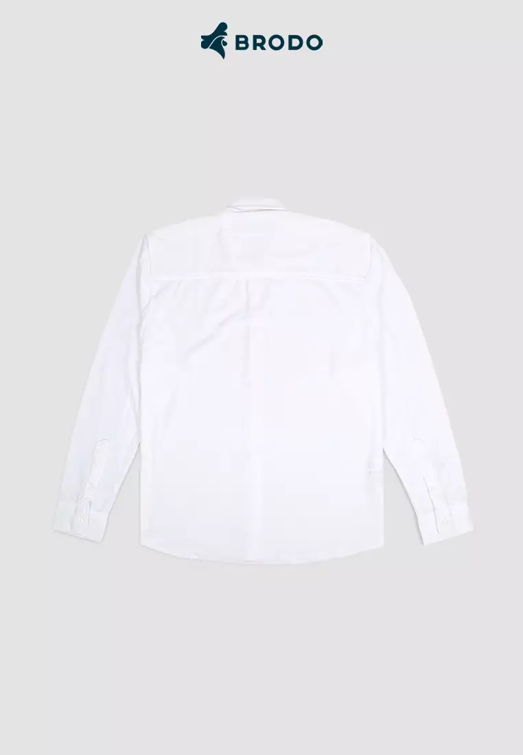 BRODO - Kemeja Broshirt Pique Longsleeve White
