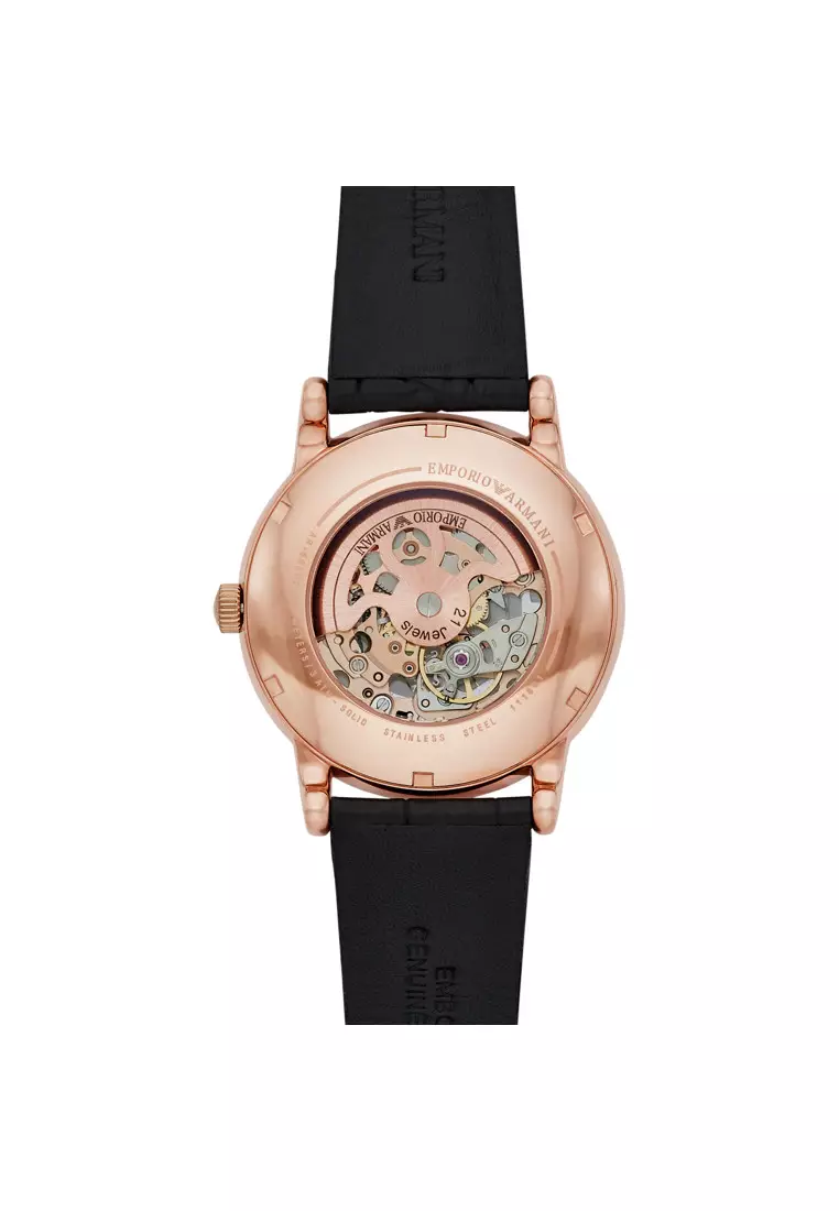 Emporio Armani Men's Automatic Black Leather Watch AR60007