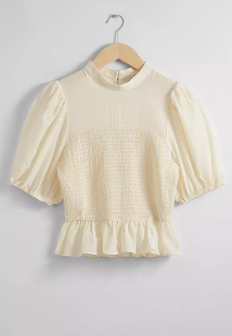 Smocked Peplum Blouse