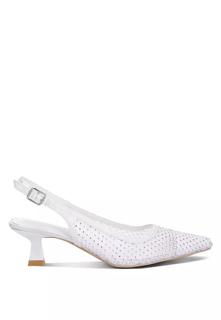 Discount on London Rag  shoes - SKU: White Rhinestone Slingback Mules