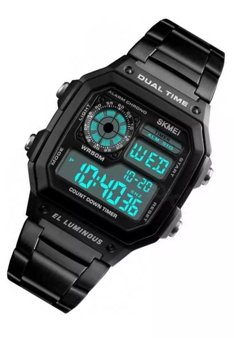 Jam Tangan Casual Digital Pria LED Waterproof Many Function Strap Tali Material Stainless Steel PI12 ORIGINAL