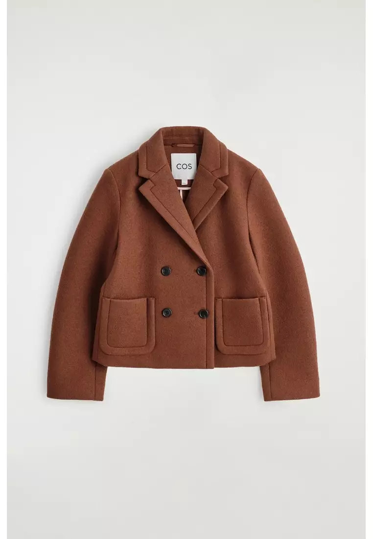 CROPPED DOUBLE-BREASTED WOOL BLAZER