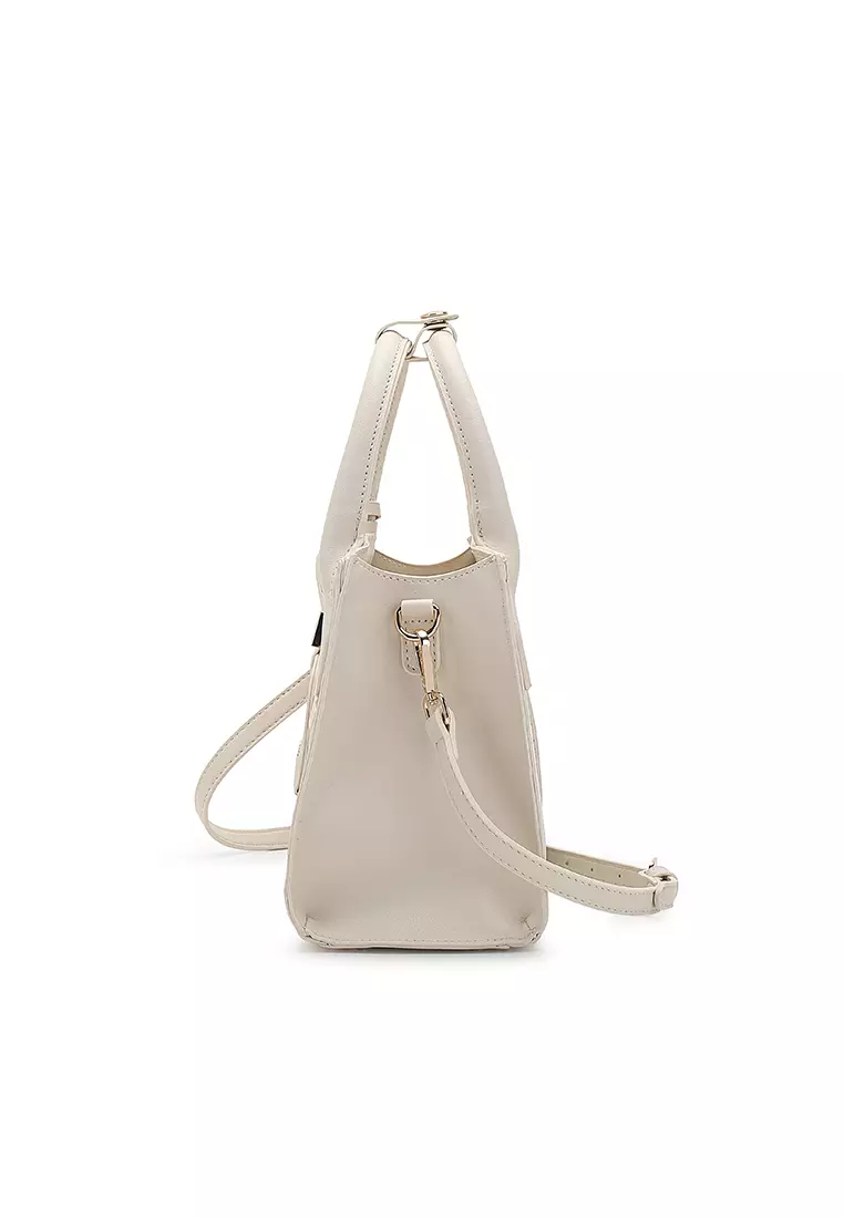 Women's 2-In-1 Top Handle Bag & Zipper Purse (2-in-1 Tas Tangan Wanita & RFID Dompet Wanita) - Krem