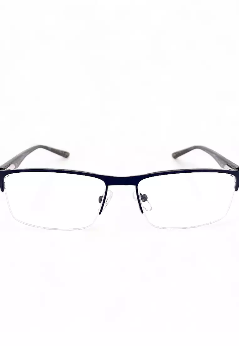 OPH Men's Rectangle Frame Black Metal Optical Frame with Demo Lens OPH1090202