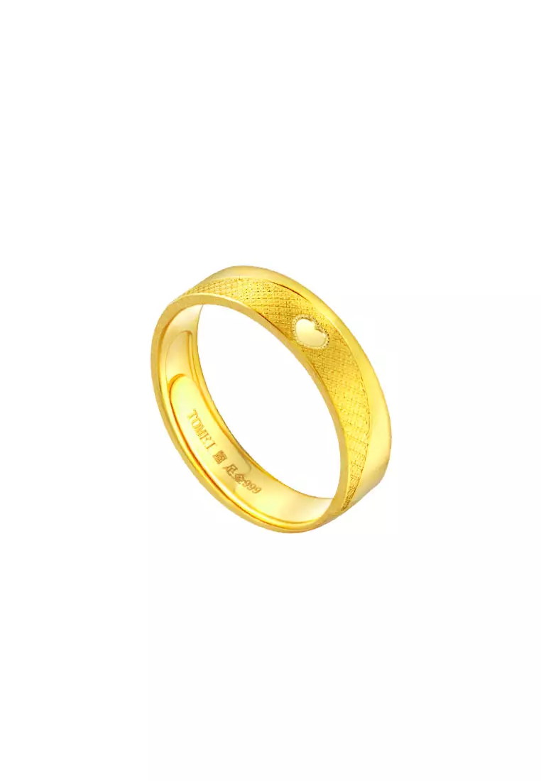 TOMEI X XIFU 【心心相印】 Heart To Heart Couple Ring For Him, Yellow Gold 999