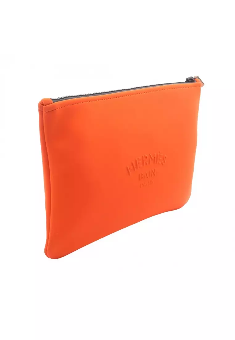 Pre-Loved Hermès neoban Mailon Malang MM Pouch Nylon orange black hardware