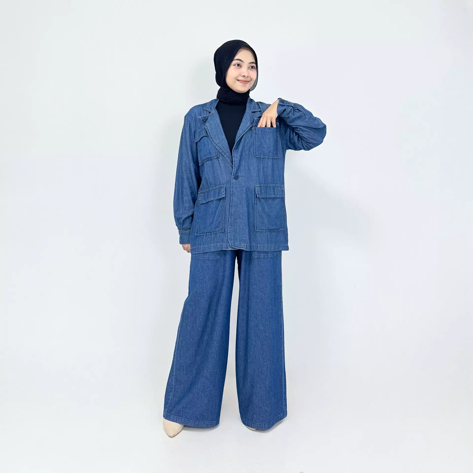 Meiza Set Denim Pants DARK BLUE