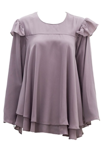 Ashura grey Olivia Blouse With Layered Flared 34FFEAA8F55C93GS_1
