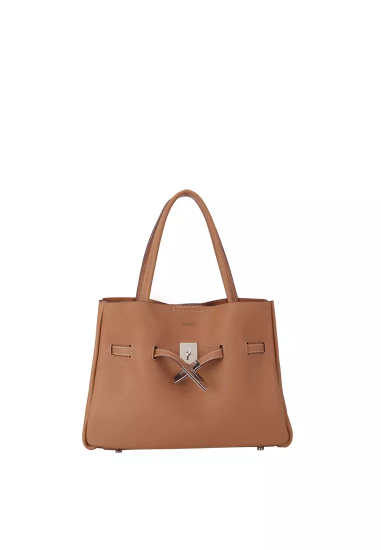 SAOIRSE Soft Structural Belt Tote Bag - Caramel