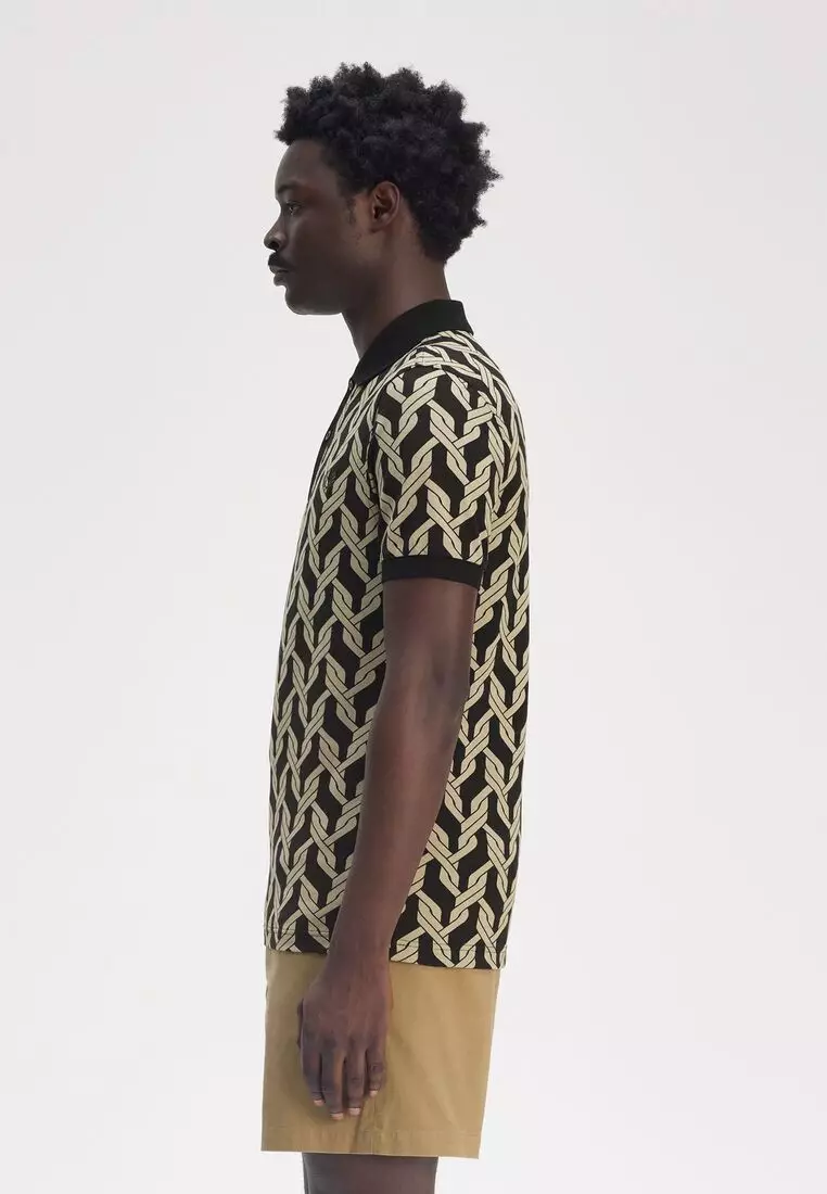 Fred Perry M9837 CABLE KNIT PRINT POLO SHIRT
