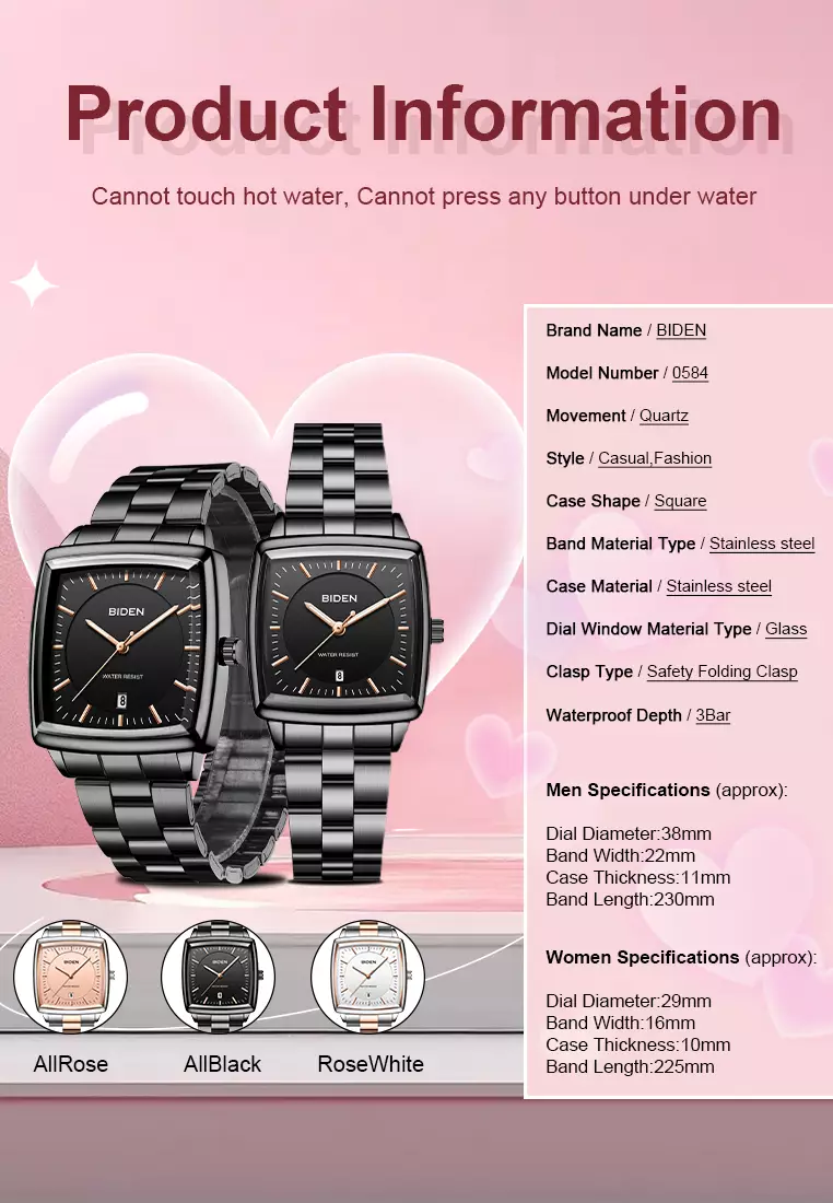 Jam Tangan Couple Original Full Luminous Kuarsa Tali Stainless Steel Fashion Classic Jam Tangan Pria dan Wanita rosewhite