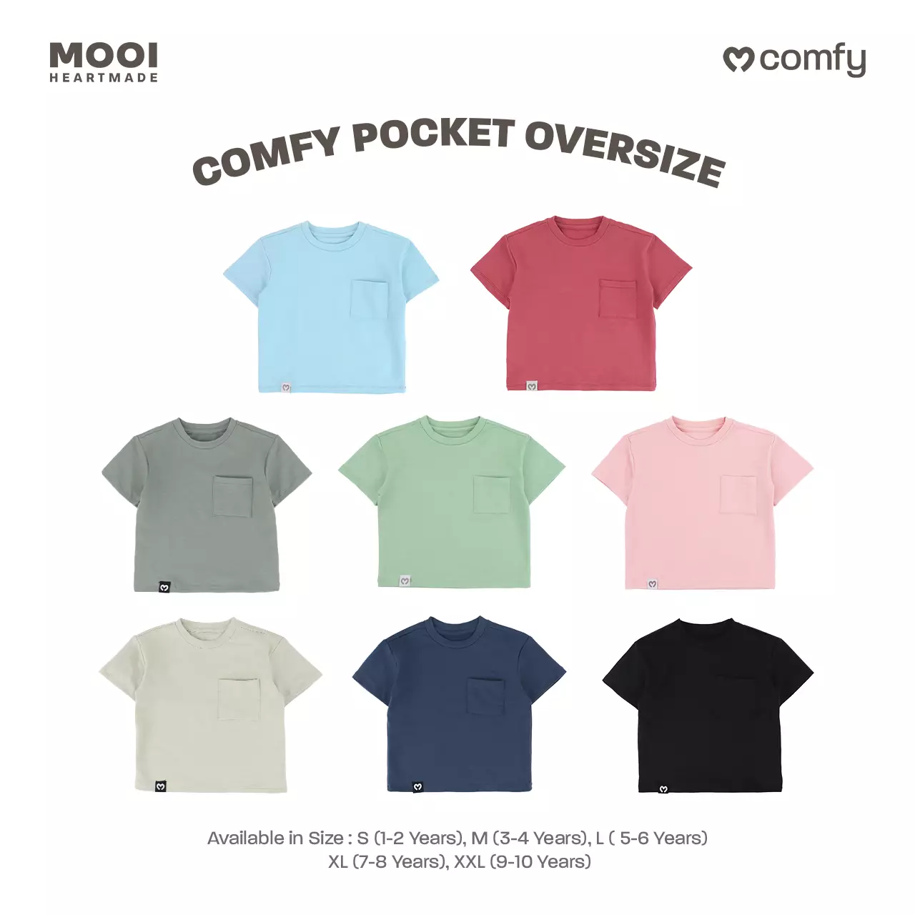 Mooi Kaos Anak Pocket Unisex Comfy Oversized T-Shirt Pocket Kids - Pink Blossom